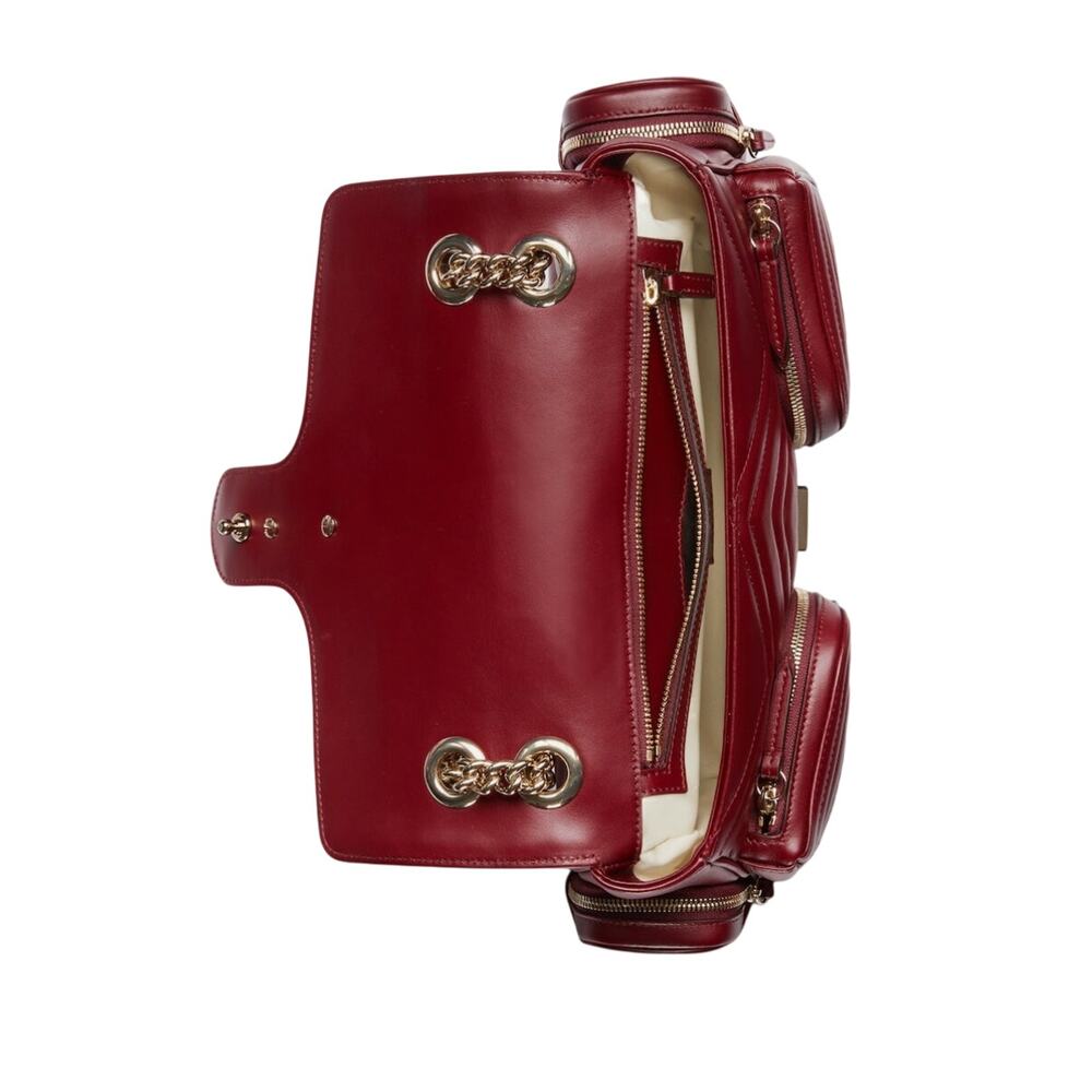 GUCCI GG Marmont Medium Rosso Ancora Red Leather Shoulder Bag RUNWAY PIECE NWT - Picture 5 of 5